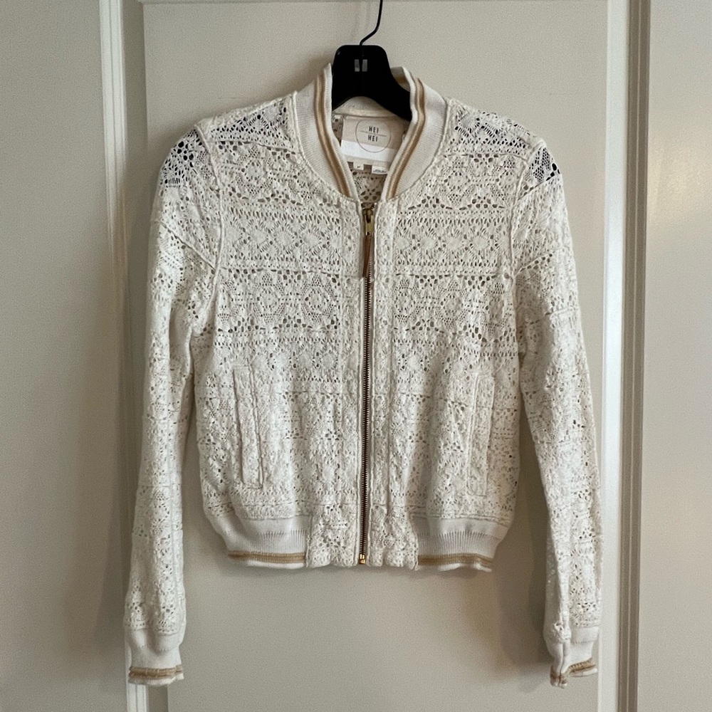 Crochet bomber jacket